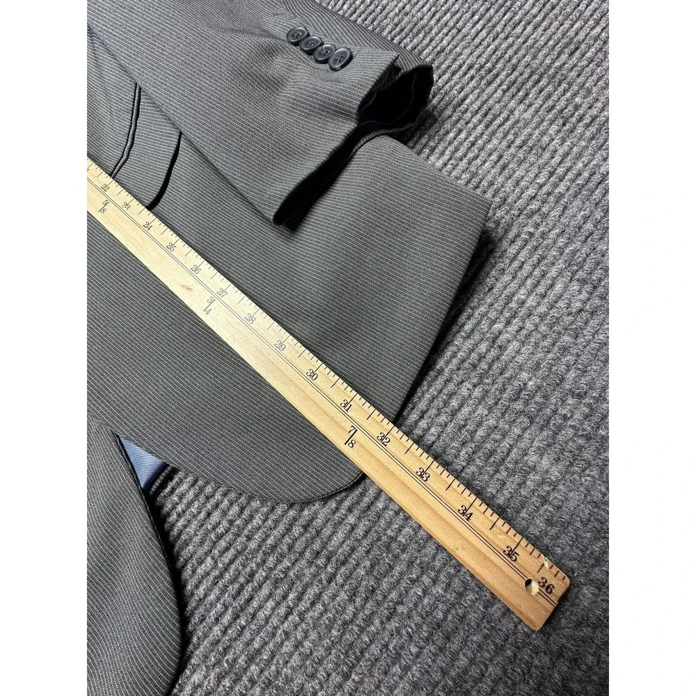 JF J Ferrar Suit Jacket Mens 40R Gray‎ Modern Fit Pinstripe Blazer Two Button
